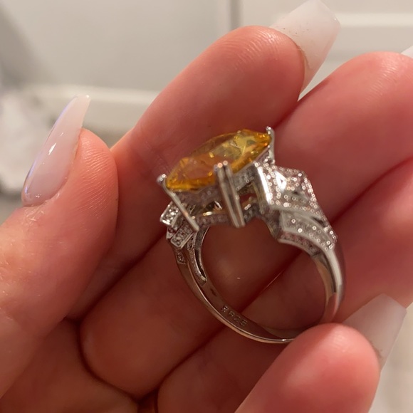 NWT YELLOW SQUARE STONE 925 Sterling Silver Ring - Picture 7 of 7